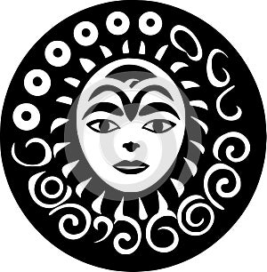 Boho - black and white vector illustration