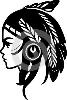 Boho - black and white vector illustration