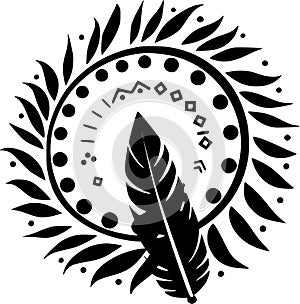 Boho - black and white vector illustration photo