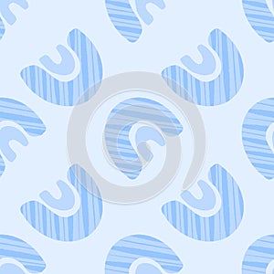 Boho blue rainbows seamless vector pattern design