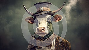 Boho Bovine: A Picture-Perfect Cow Rocking a Stylish Hat