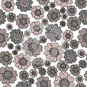 Boho Chic Ditsy Floral Seamless Pattern, Neutrals flowers Surface Pattern Background Floral Repeat Pattern for textile design, fa