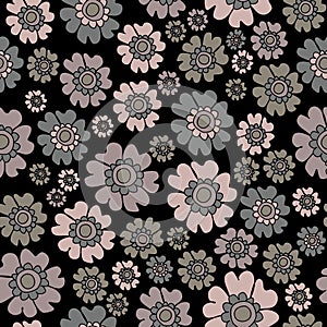 Boho Chic Ditsy Floral Seamless Pattern, Neutrals flowers Surface Pattern Background Floral Repeat Pattern for textile design, fab