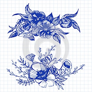 Boho chic image Fashion illustration with flowers Boho style For t-shirt, invitation, posters