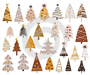 Boho Christmas tree collection.