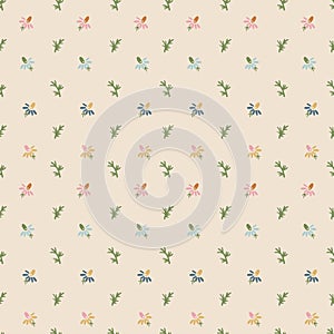 Boho fantasy flowers seamless pattern, folk floral texture