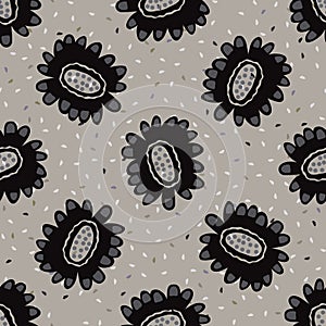 Boho Floral Daisies Allover Seamless Vector Pattern