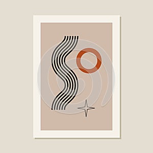Boho geometric line art Poster. Vector design mental health concept