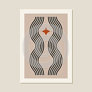 Boho geometric line art Poster. Vector design mental health concept