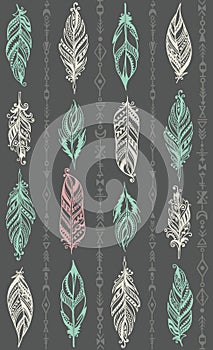 Boho hand drawn seamless pattern eps8