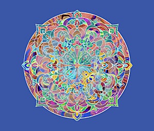 Boho Mandala on Blue Background
