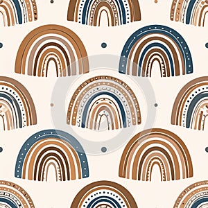 Boho Rainbow Pattern Seamless Background