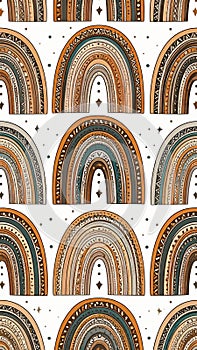 Boho Rainbow Pattern Seamless Background