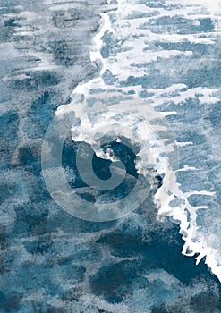 Boho Sea with Waves Print.. Abstract Background. Bohemian printable wall art, boho poster, pastel abstract art photo