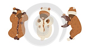 Boho sleeping baby. Set of cute african newborns with pacifiers in scandinavian clothes. Healthy sleep concept. Vector