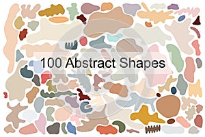 Boho style abstract shapes set, simple hand drawn art objects vector illustration in trendy pastel colors
