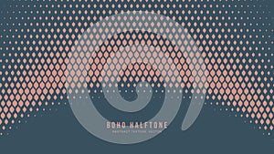 Boho Style Modern Half Tone Vector Semi Circle Border Trendy Abstract Background