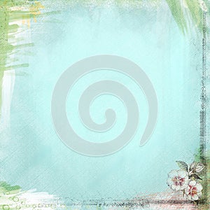 Boho Teatime Grunge Paper Background Aqua Blue