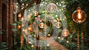 boho wedding decor, boho wedding vibe with hanging terrariums and beaded curtains for a relaxed and unique celebration photo