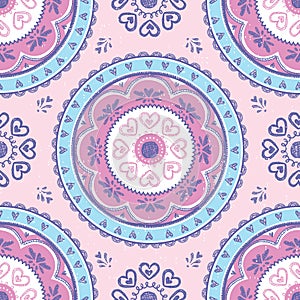 Boho Yoga Mandala Girl Seamless Vector Pattern