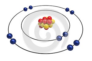 Bohr model of Neon Atom with proton, neutron and electron