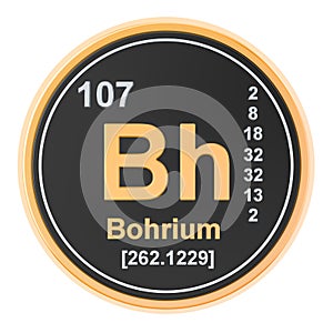 Bohrium Bh chemical element. 3D rendering