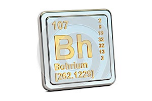 Bohrium Bh, chemical element sign. 3D rendering