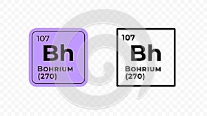 Bohrium, chemical element of the periodic table vector