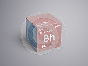 Bohrium. Transition metals. Chemical Element of Mendeleev\'s Periodic Table. 3D illustration