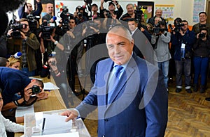 Boiko Borisov, leader centre right GERB vote in Sofia Oct 5, 2014. Bulgaria