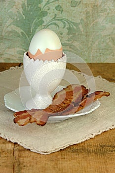 Boiled Brown Egg and Bacon