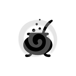 Boiled Cauldron, Halloween Witch Caldron Solid Flat Vector Icon Isolated on White Background