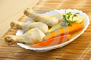 Boiled chicken legs