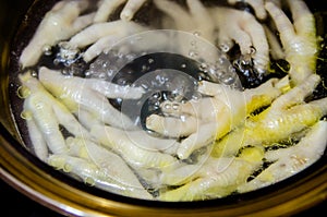 Boiled chicken legs