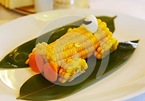 Boiled corn car with carrot frontlights