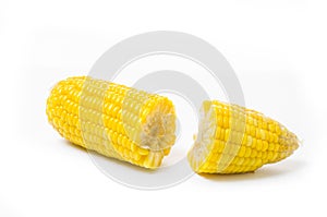 Boiled corn isolated on white