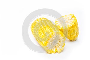 Boiled corn isolated on white