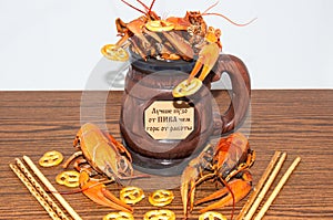 Boiled crayfish beer snack.