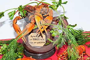 Boiled crayfish beer snack. ..