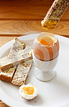 Boiled egg and buttered toast