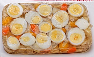 Boiled Egg and Chicken Aspic photo