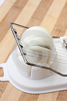 Boiled egg on the chopper