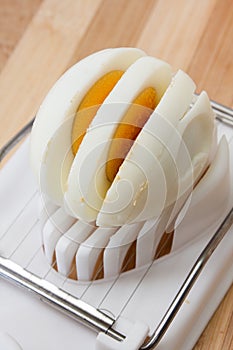 Boiled egg on the chopper