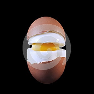 Boiled egg in a cut