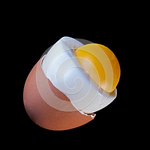 Boiled egg in a cut at an angle photo