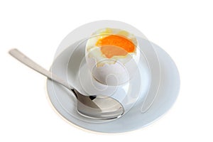 Boiled egg in eggcup photo