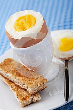 Boiled egg in eggcup photo