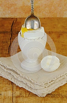 Boiled Egg in Eggcup with Spoon