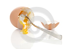 Boiled egg falling down