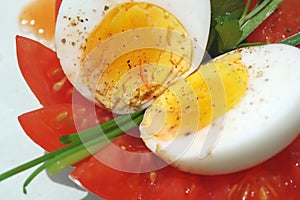 Boiled egg halves